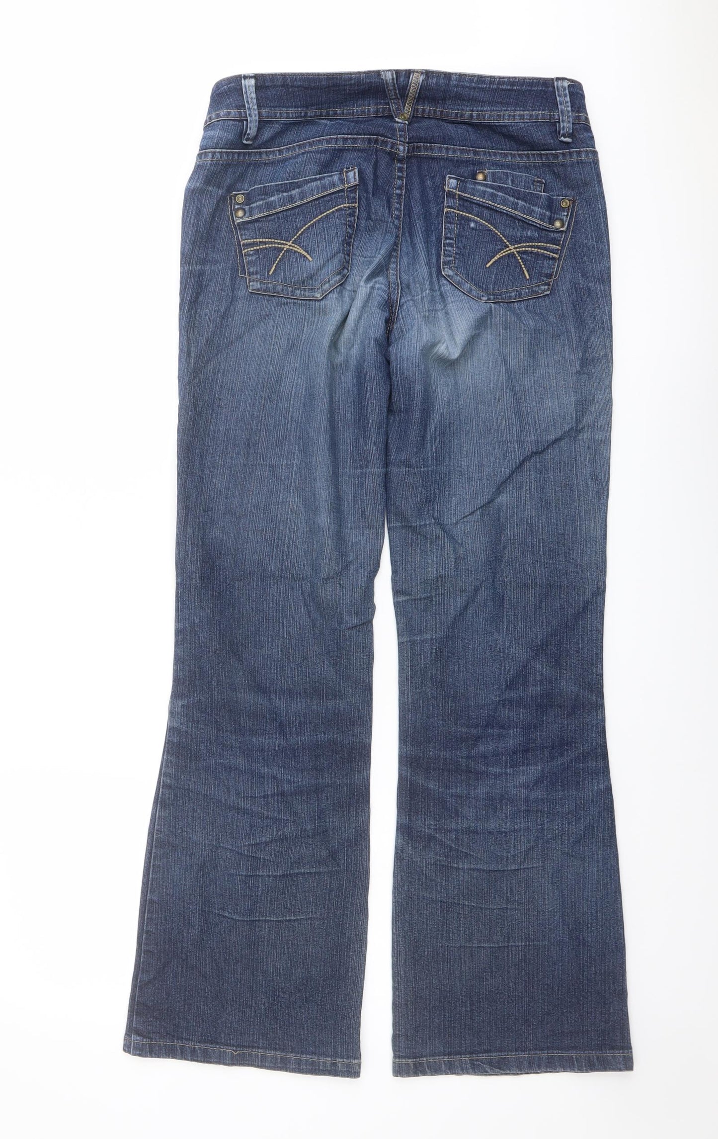 Marks and Spencer Womens Blue Cotton Bootcut Jeans Size 10 L29 in Regular Button