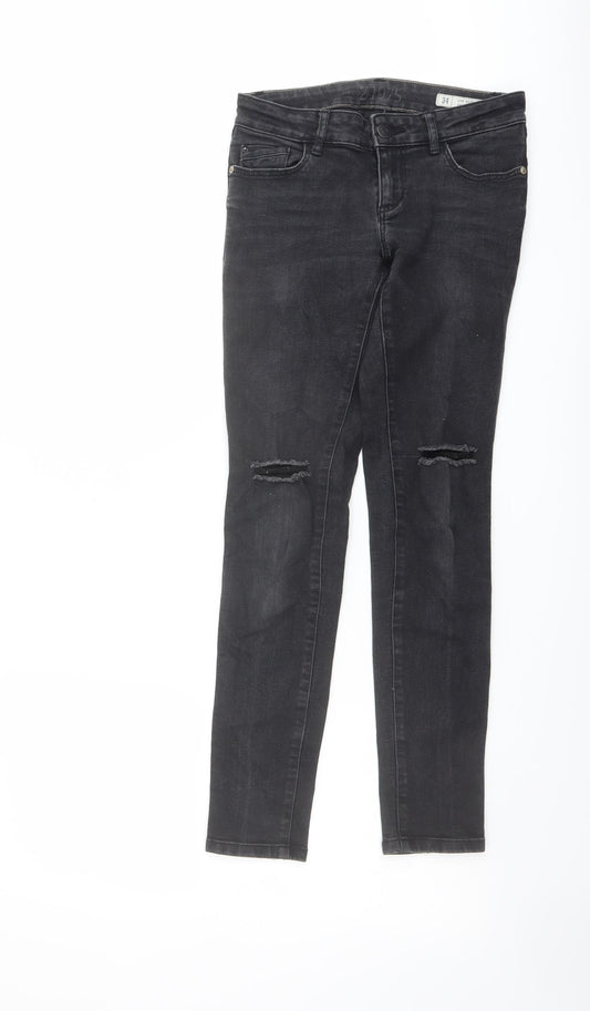 Zara Womens Grey Cotton Skinny Jeans Size 6 L28 in Regular Button