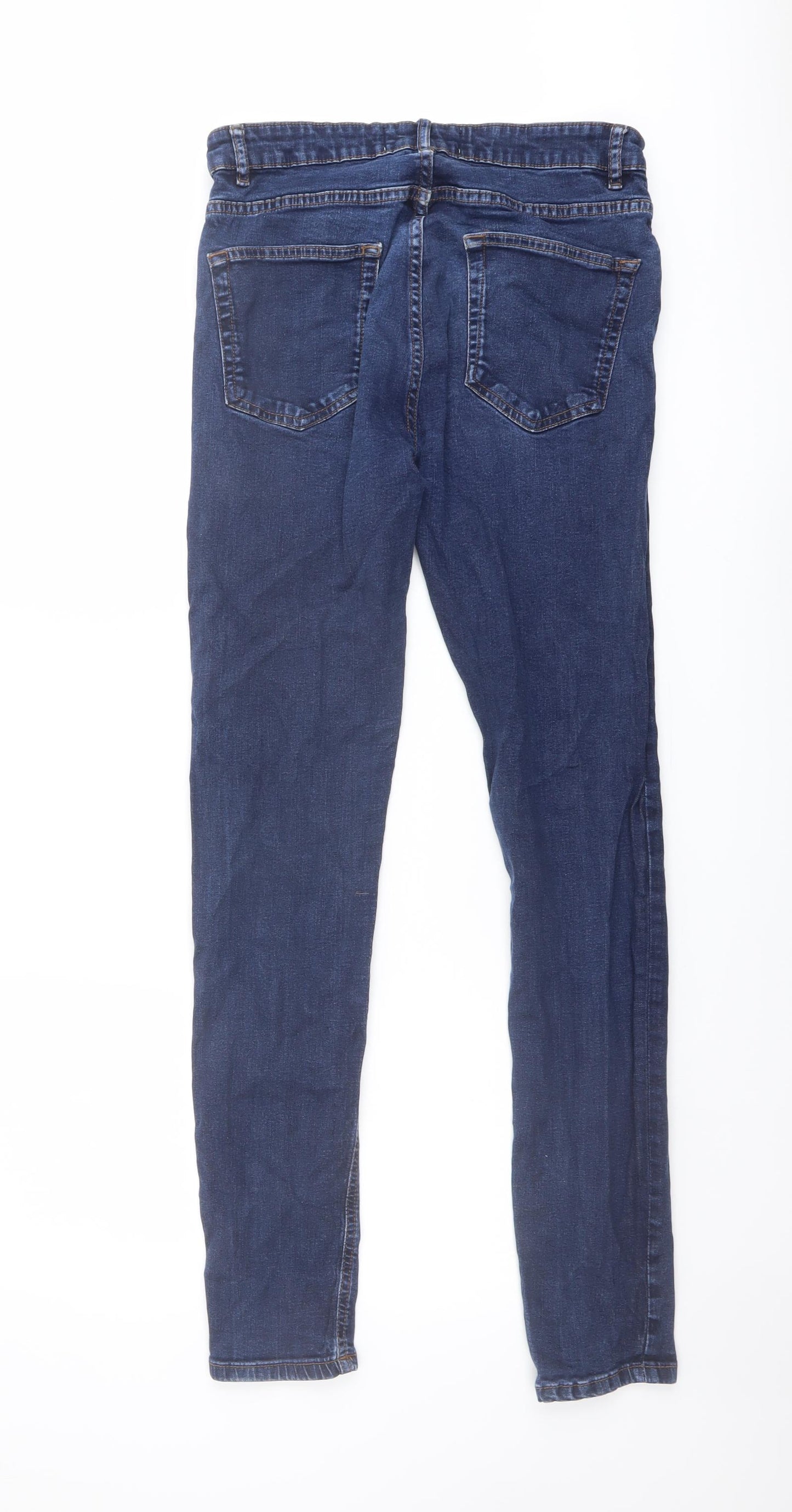 NEXT Mens Blue Cotton Skinny Jeans Size 32 in L31 in Regular Button