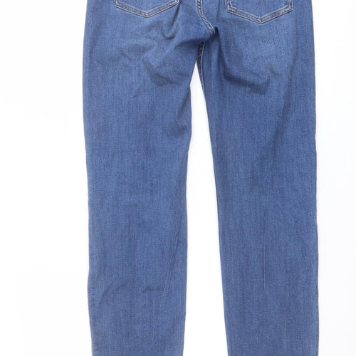 H&M Womens Blue Cotton Straight Jeans Size 10 L28 in Regular Button