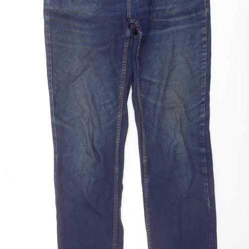 Cotton Traders Mens Blue Cotton Straight Jeans Size 34 in L32 in Regular Button