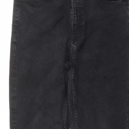 Marks and Spencer Womens Black Cotton Straight Jeans Size 16 L28 in Regular Button