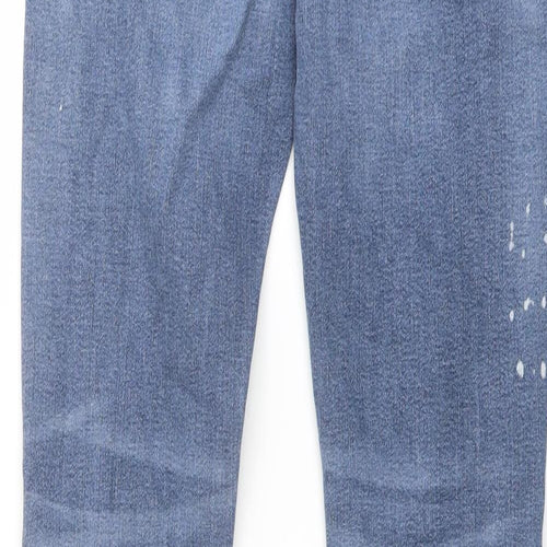 River Island Mens Blue Cotton Straight Jeans Size 32 in L32 in Regular Button