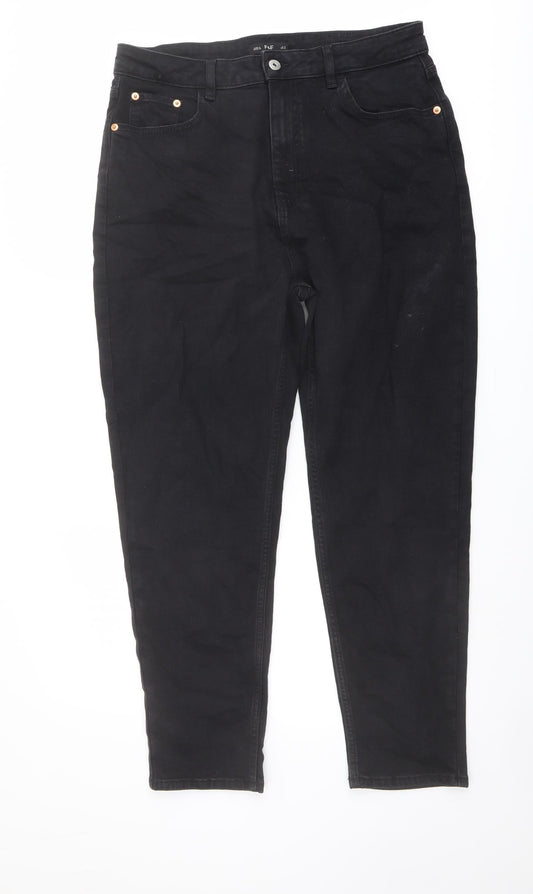 F&F Womens Black Cotton Skinny Jeans Size 16 L27 in Regular Zip