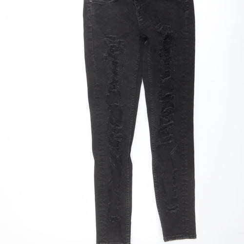 Zara Womens Grey Cotton Skinny Jeans Size 8 L28 in Regular Button