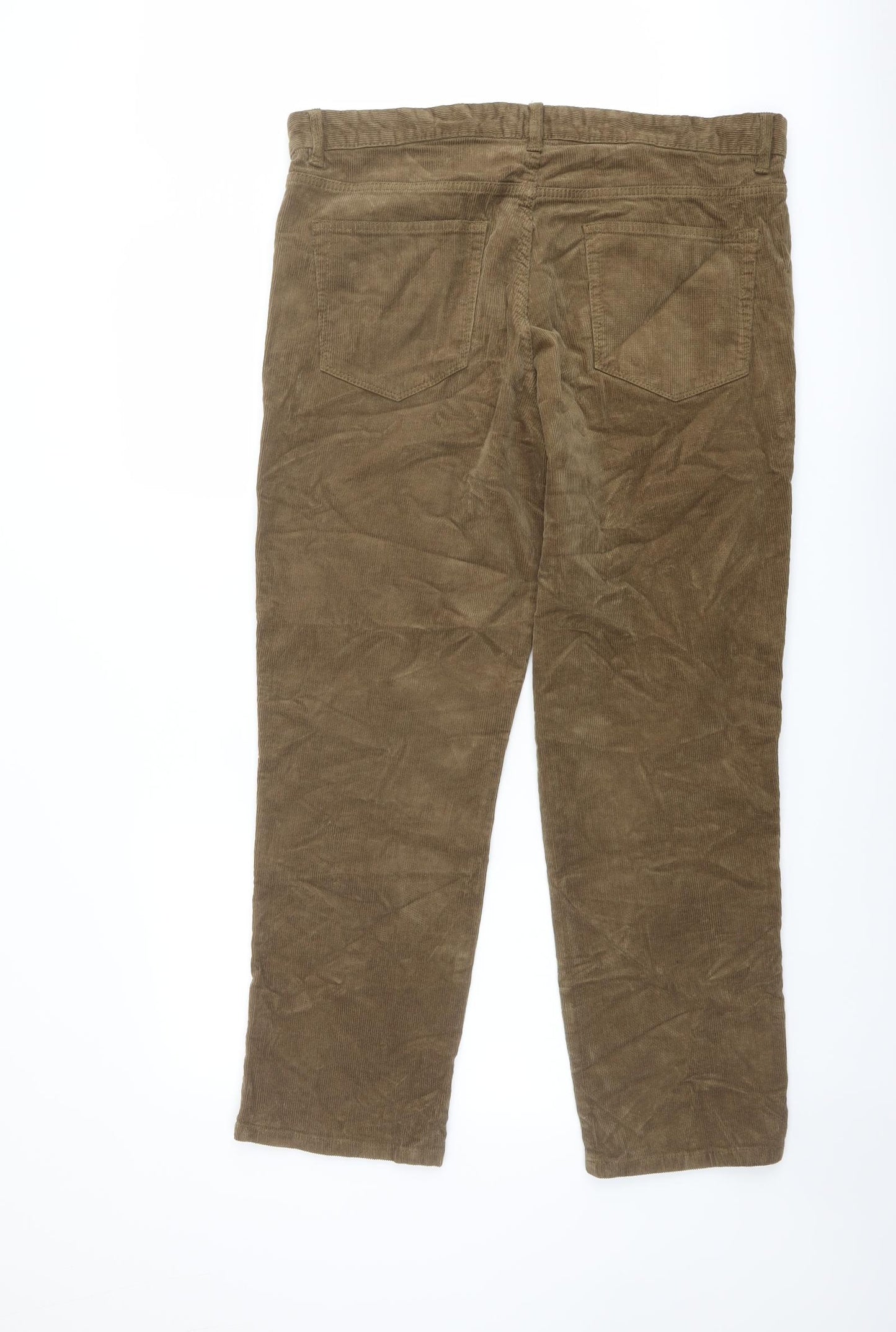 TU Mens Brown Cotton Trousers Size 36 in L30 in Regular Button