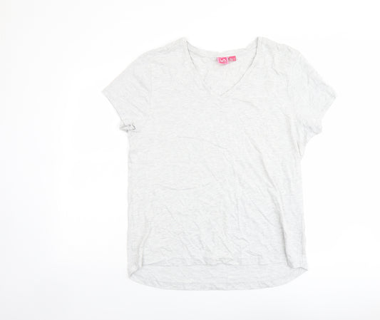 LA Gear Womens Grey Cotton Basic T-Shirt Size 20 V-Neck