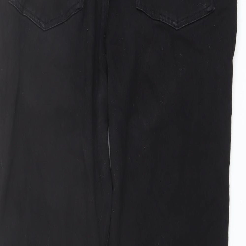 Per Una Womens Black Cotton Straight Jeans Size 16 L28 in Regular Button