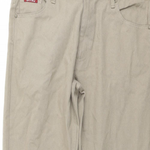 Life & Glory Mens Beige Cotton Straight Jeans Size 28 in L28 in Regular Button