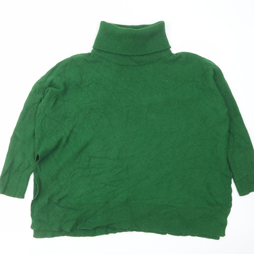 KEW Womens Green Roll Neck Cotton Pullover Jumper Size M