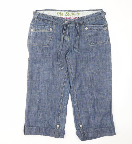 NEXT Womens Blue Cotton Cropped Jeans Size 16 L23 in Regular Zip