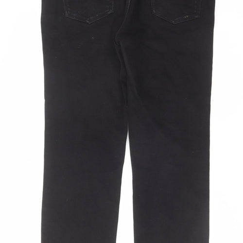 NEXT Womens Black Cotton Straight Jeans Size 14 L29 in Slim Zip - Mid rise