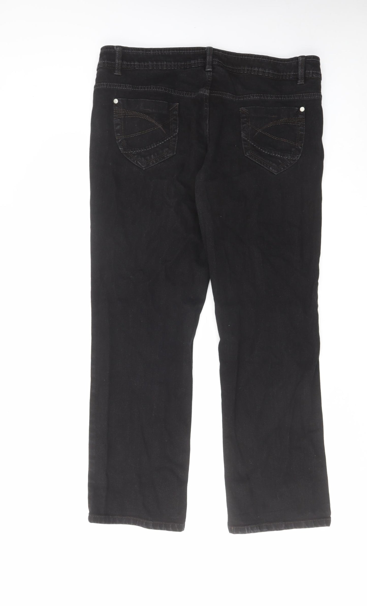 George Womens Black Cotton Straight Jeans Size 16 L29 in Regular Zip