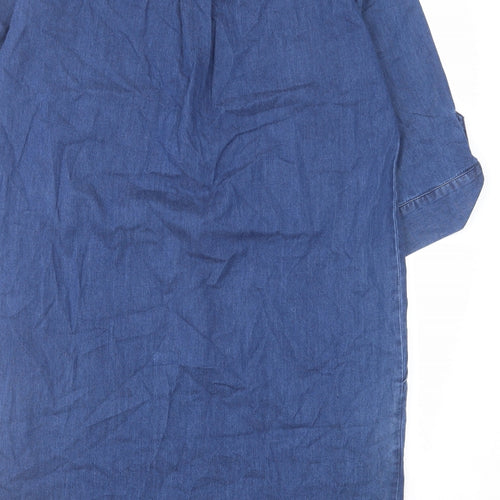 VIZ-A-VIZ Womens Blue Cotton Kaftan Size 8 V-Neck Pullover