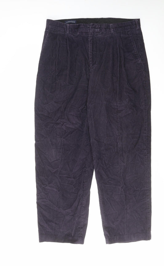 Lands' End Mens Purple Cotton Trousers Size 34 in L29 in Regular Zip