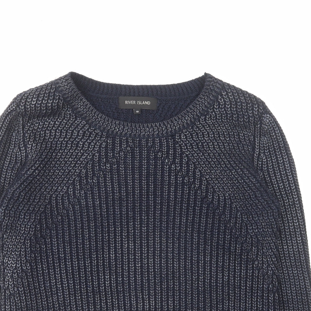 River Island Womens Blue Round Neck Acrylic Pullover Jumper Size 10