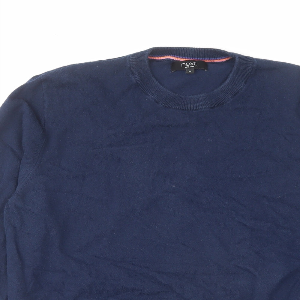 NEXT Mens Blue Round Neck Cotton Pullover Jumper Size M Long Sleeve