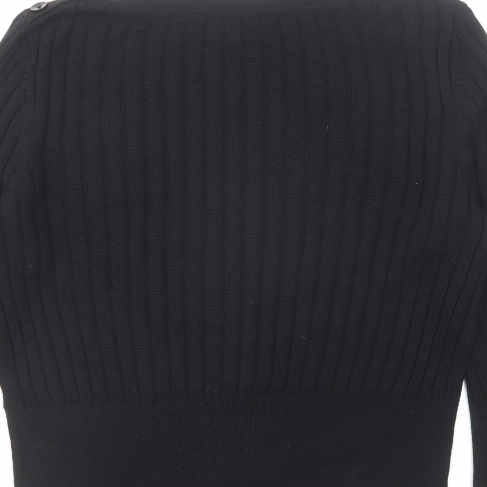 Monsoon Womens Black Boat Neck Cotton Pullover Jumper Size L