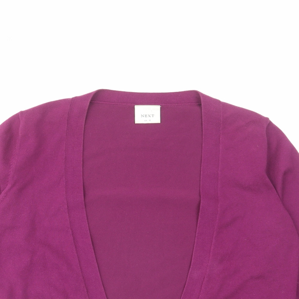 NEXT Womens Purple V-Neck Cotton Cardigan Jumper Size 16