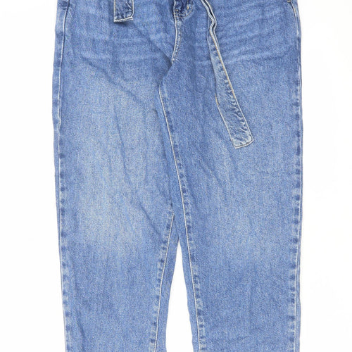 Denim & Co. Womens Blue Cotton Tapered Jeans Size 12 L28 in Regular Zip
