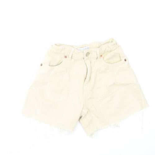 Zara Girls Beige Cotton Bermuda Shorts Size 10 Years Regular Zip