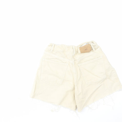 Zara Girls Beige Cotton Bermuda Shorts Size 10 Years Regular Zip