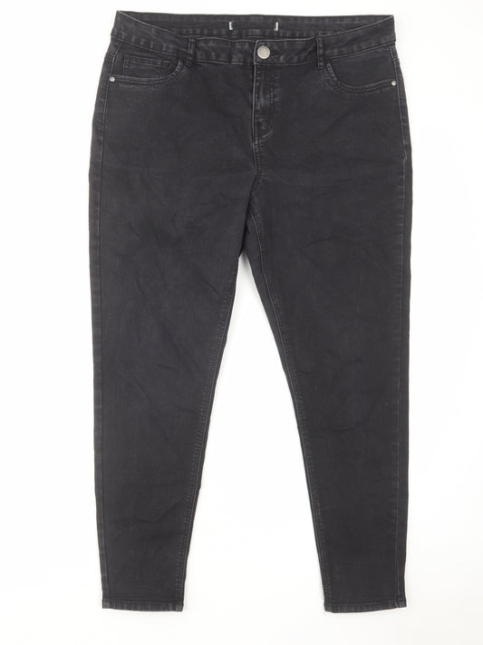 George Womens Black Cotton Skinny Jeans Size 16 L26 in Regular Zip