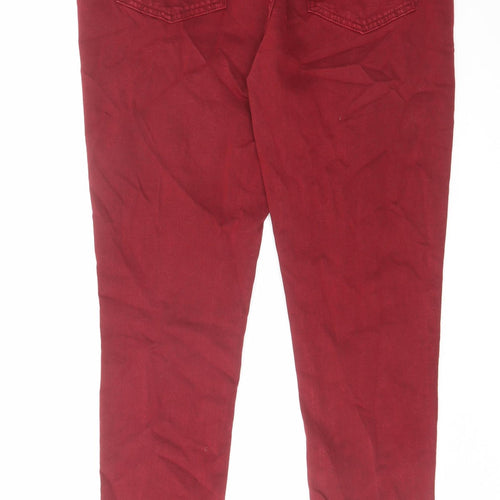 Marks and Spencer Womens Red Cotton Skinny Jeans Size 12 L29 in Regular Zip