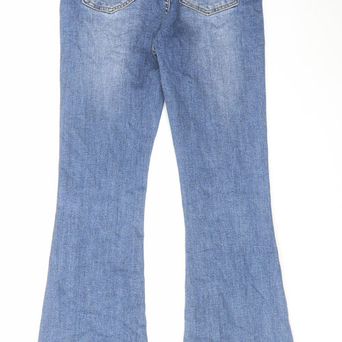 Colourful Premium Womens Blue Cotton Flared Jeans Size 8 L28 in Regular Zip