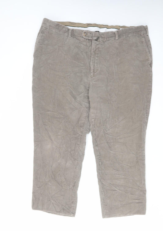 DG'S Prestige Mens Brown Cotton Trousers Size 44 in L25 in Regular Zip