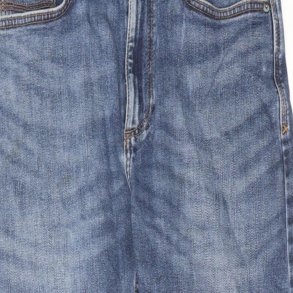 Marks and Spencer Mens Blue Cotton Straight Jeans Size 32 in L31 in Slim Zip