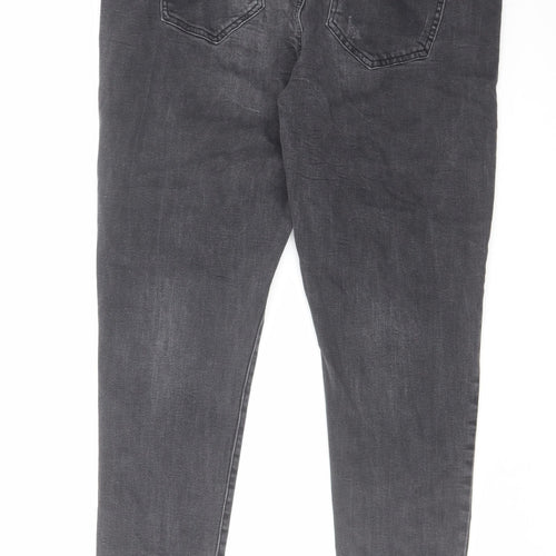 Denim & Co. Womens Grey Cotton Skinny Jeans Size 16 L26 in Regular Zip - Raw Hems