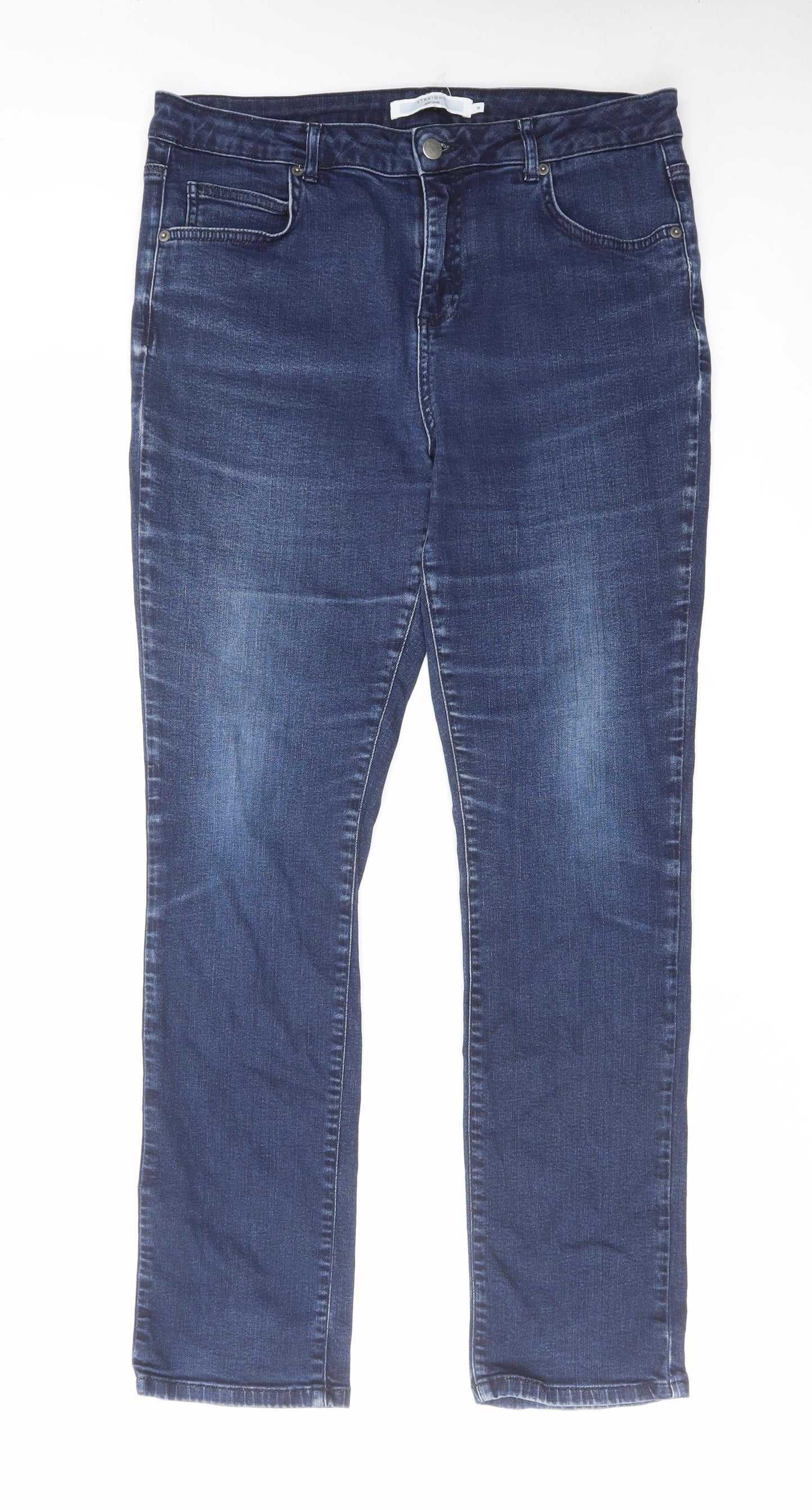 John Lewis Womens Blue Cotton Skinny Jeans Size 16 L30 in Regular Zip