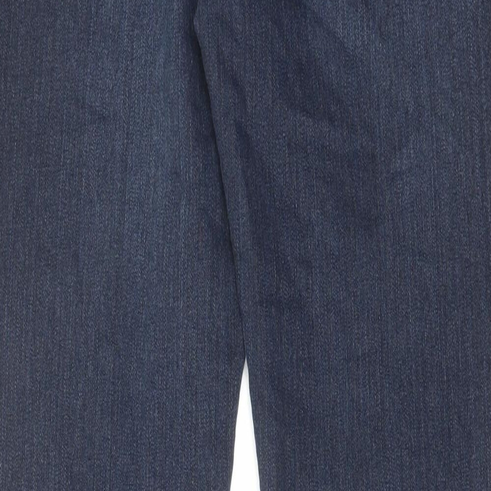 George Womens Blue Cotton Straight Jeans Size 14 L32 in Regular Zip