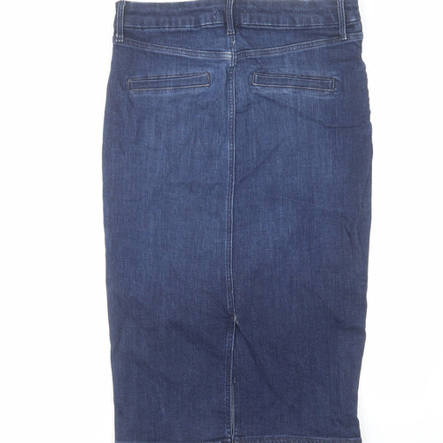 River Island Womens Blue Cotton Straight & Pencil Skirt Size 10 Zip