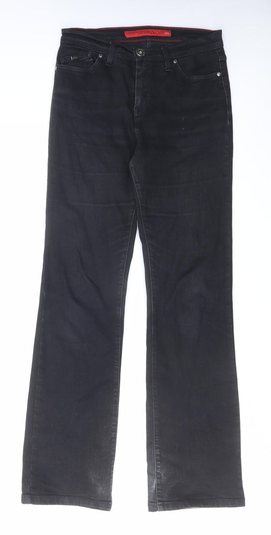 Per Una Womens Black Cotton Straight Jeans Size 10 L32 in Regular Zip
