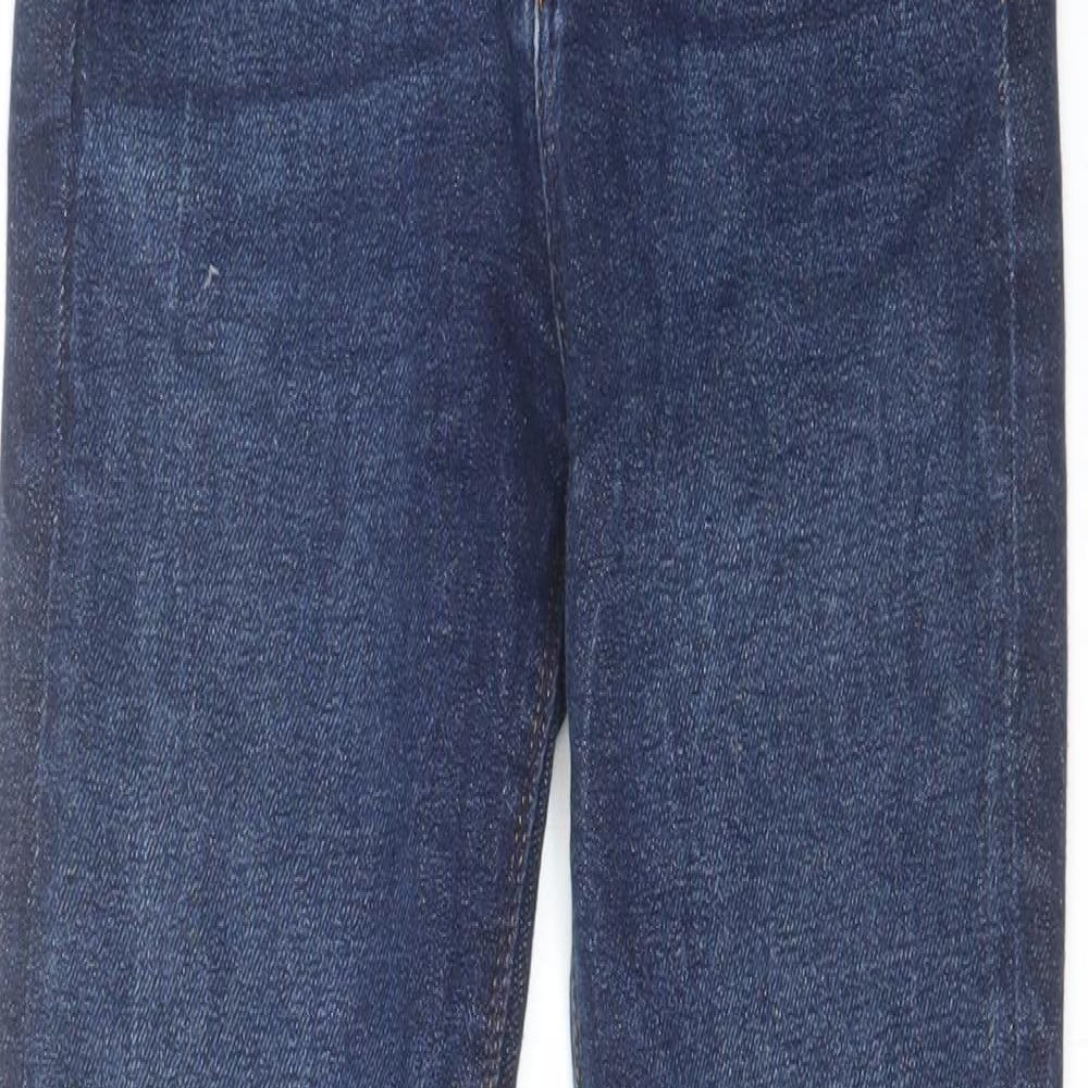 Zara Womens Blue Cotton Skinny Jeans Size 6 L27 in Regular Zip - Distressing on Pockets and Hems