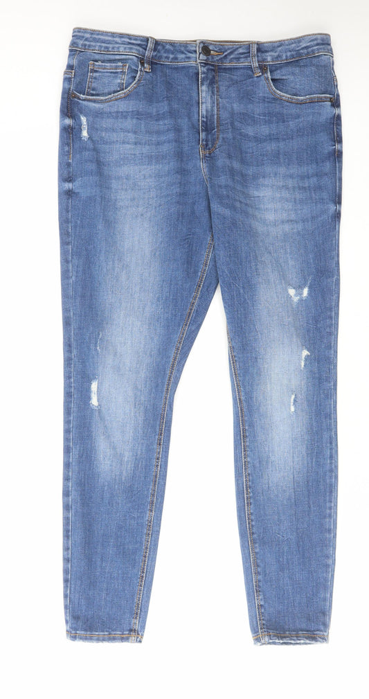 VERO MODA Womens Blue Cotton Skinny Jeans Size 34 in L27 in Regular Zip