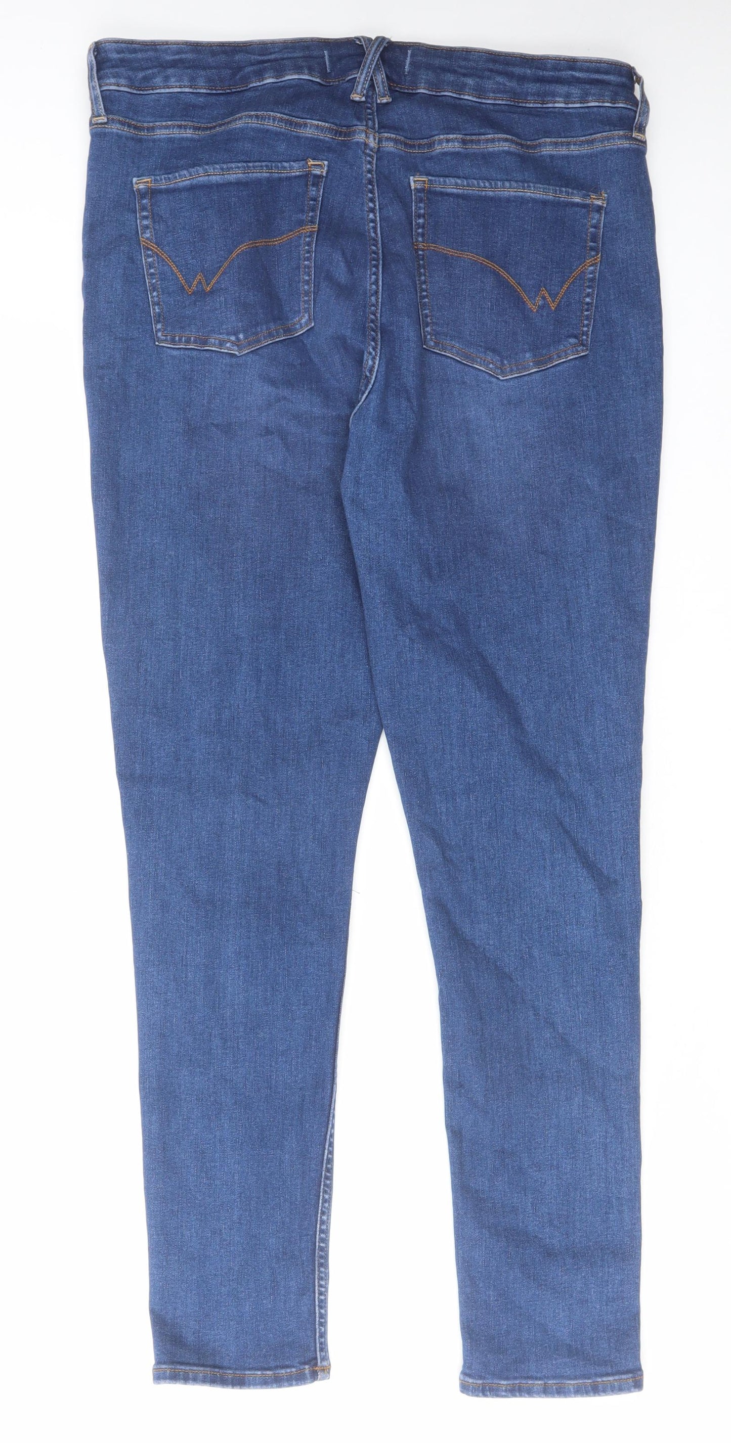 White Stuff Womens Blue Cotton Skinny Jeans Size 16 L30 in Regular Zip