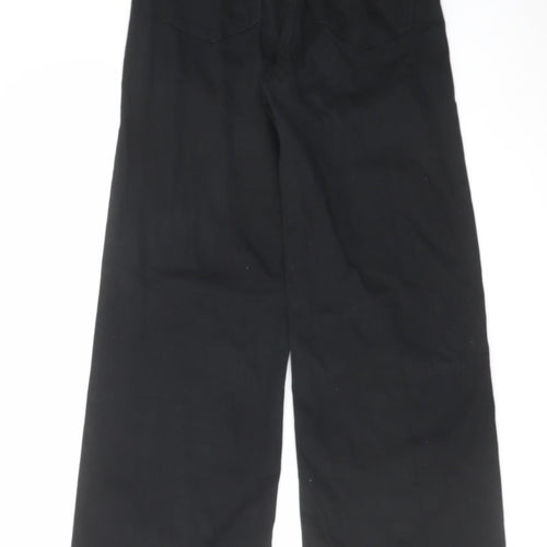 H&M Womens Black Cotton Wide-Leg Jeans Size 8 L32 in Regular Zip