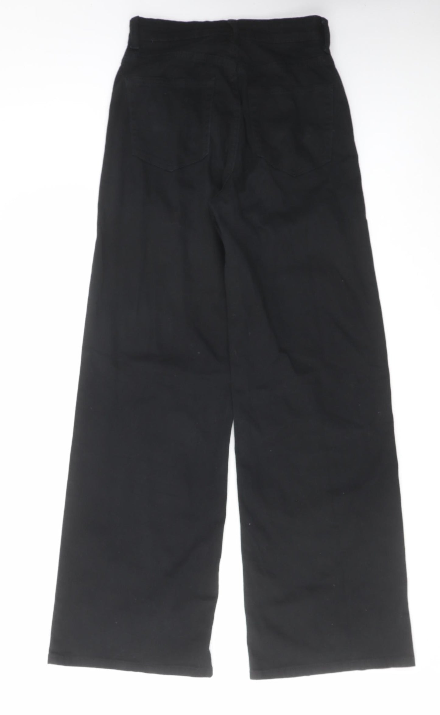 H&M Womens Black Cotton Wide-Leg Jeans Size 8 L32 in Regular Zip