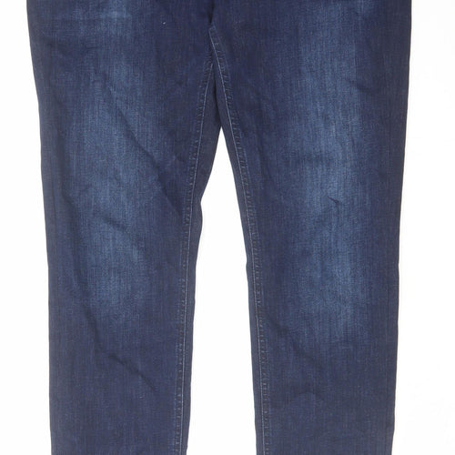 Miracle of denim Mens Blue Cotton Straight Jeans Size 34 in L32 in Regular Zip