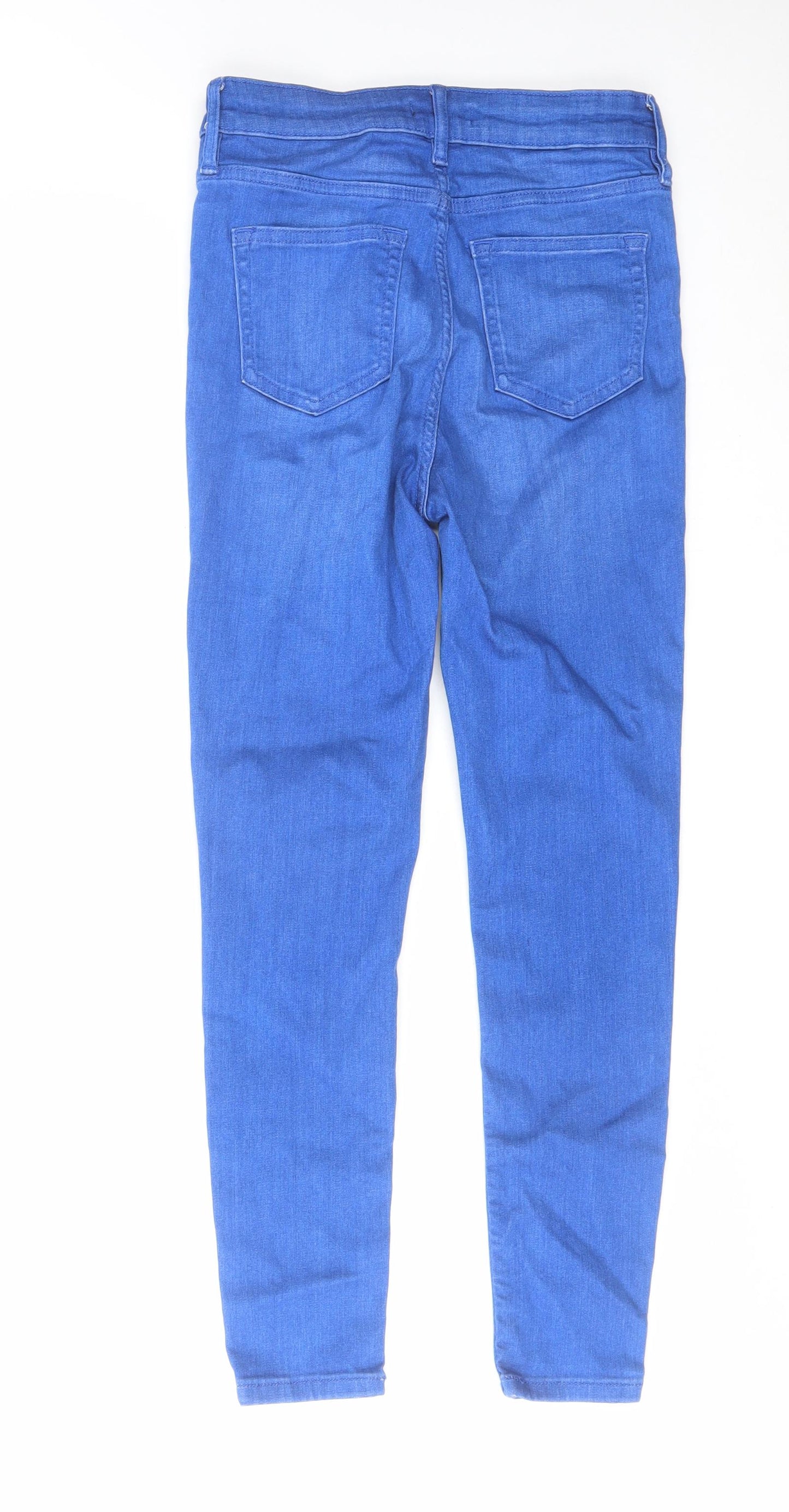 F&F Womens Blue Cotton Skinny Jeans Size 8 L24 in Regular Zip