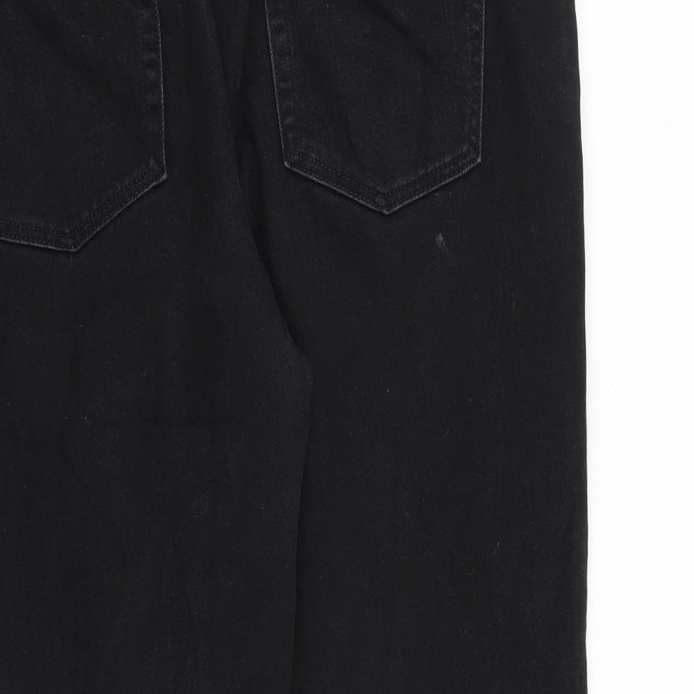 Autograph Womens Black Cotton Straight Jeans Size 14 L25 in Regular Zip