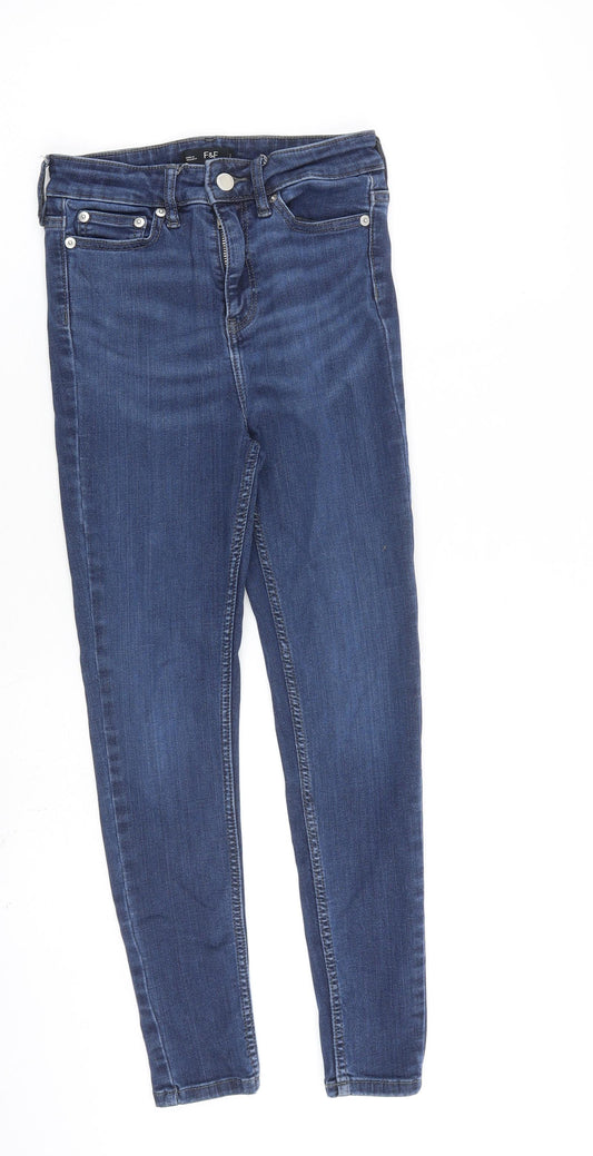 F&F Womens Blue Cotton Skinny Jeans Size 6 L25 in Slim Zip