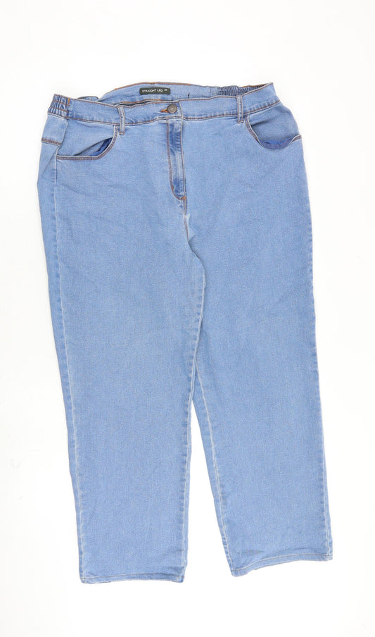 Bonmarché Womens Blue Cotton Capri Jeans Size 20 L25 in Regular Zip