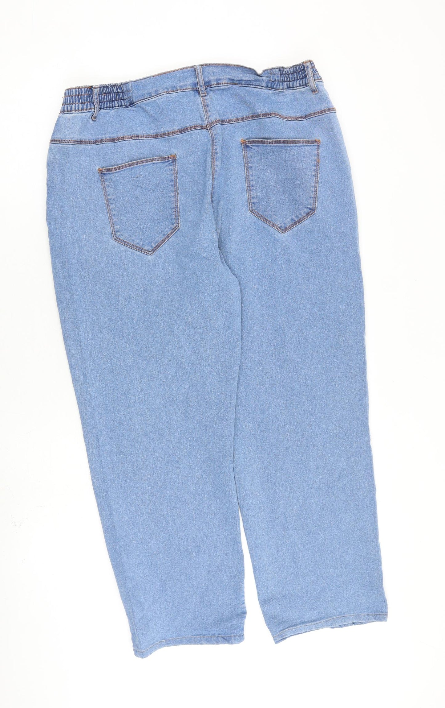 Bonmarché Womens Blue Cotton Capri Jeans Size 20 L25 in Regular Zip