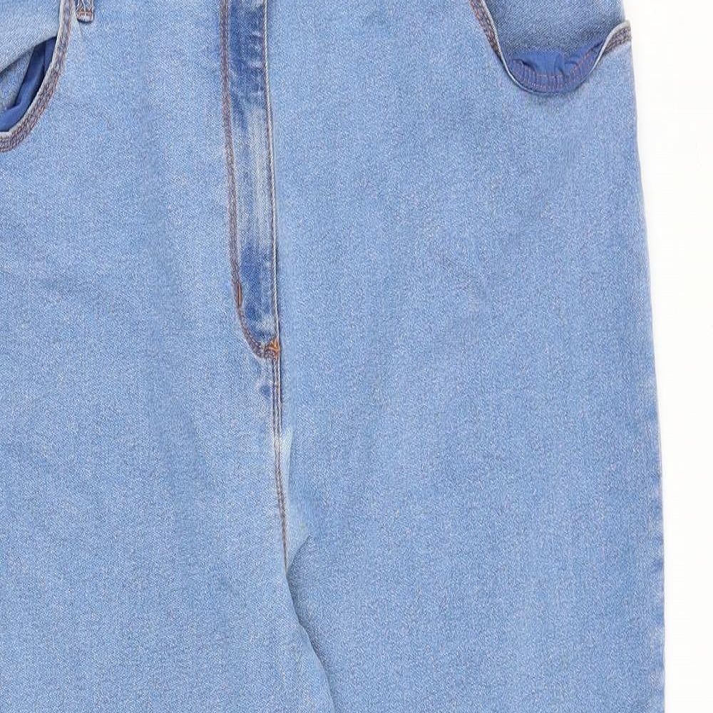 Bonmarché Womens Blue Cotton Capri Jeans Size 20 L25 in Regular Zip