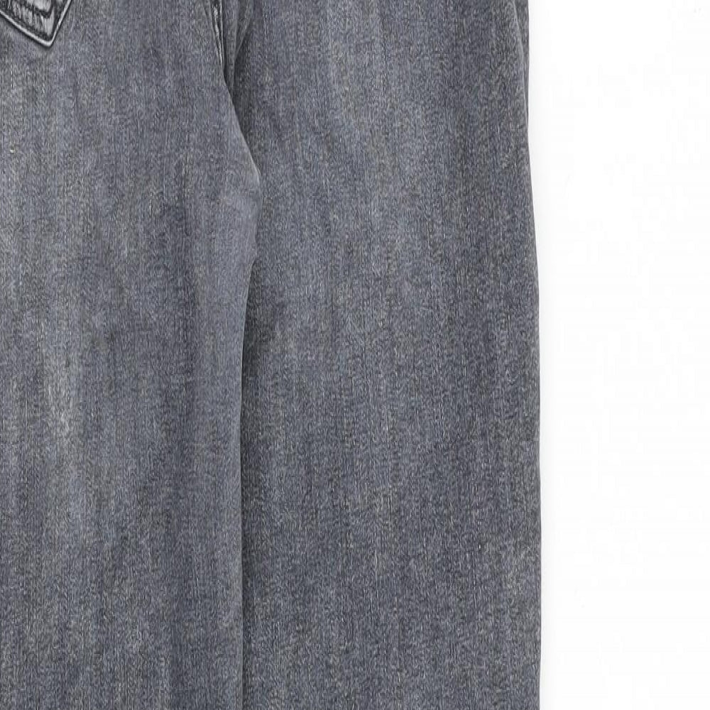 Zara Womens Grey Cotton Skinny Jeans Size 14 L27 in Regular Zip