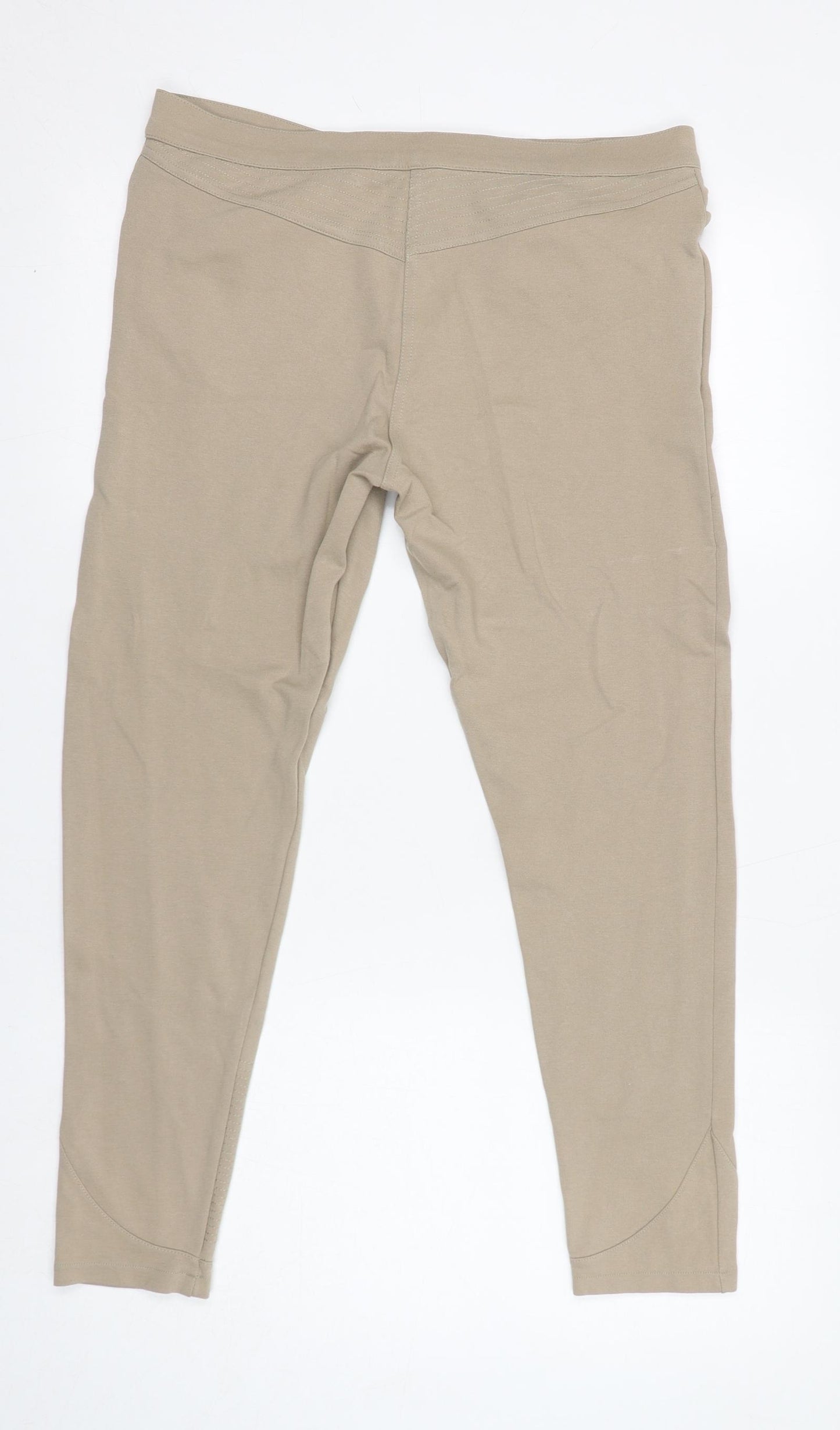 Marks and Spencer Womens Beige Viscose Trousers Size 14 L26 in Regular Zip
